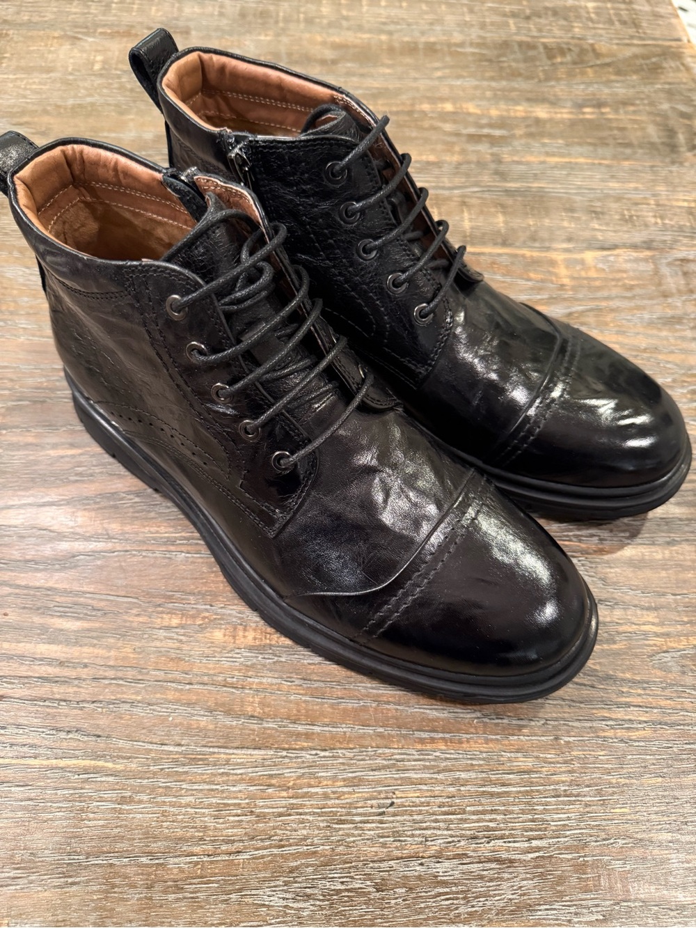 Vintage Foundry Men's Black Leather Lace-Up Ankle Boots Size 8.5